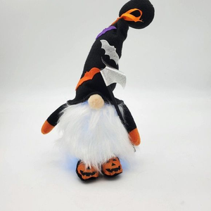 Halloween Gnome Light Up Decor Bat Festive‎ Felt Hat Pumpkin 12 inch Spooky Cute